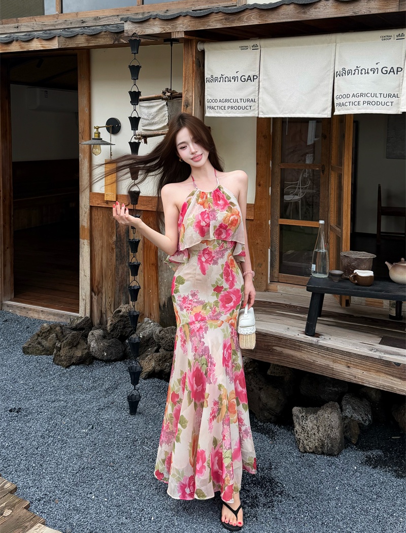 Mermaid strapless halter vacation summer dress for women
