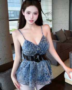 Chiffon leopard chiffon shirt summer tops for women