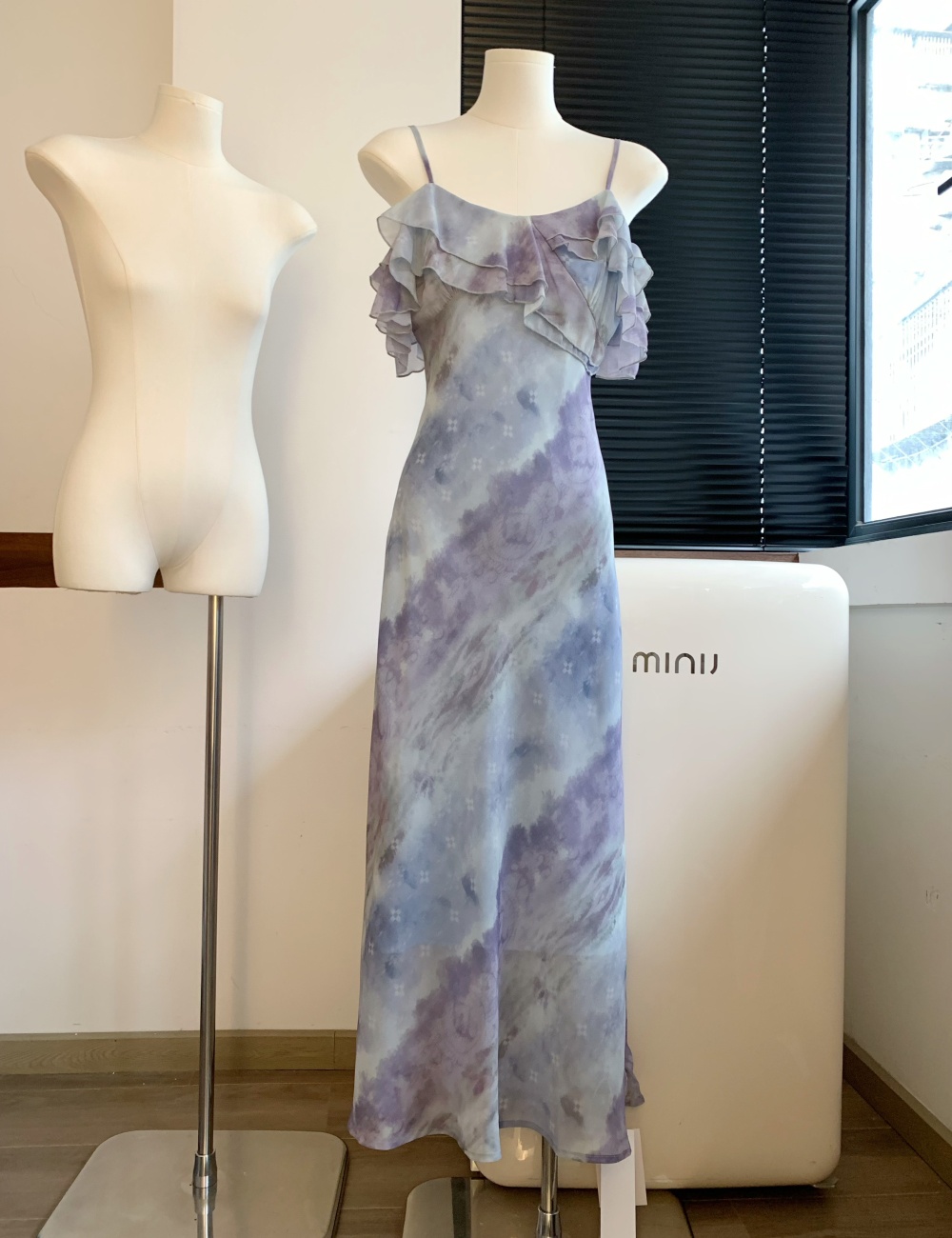 Summer floral dress flat shoulder wear strap dress for women