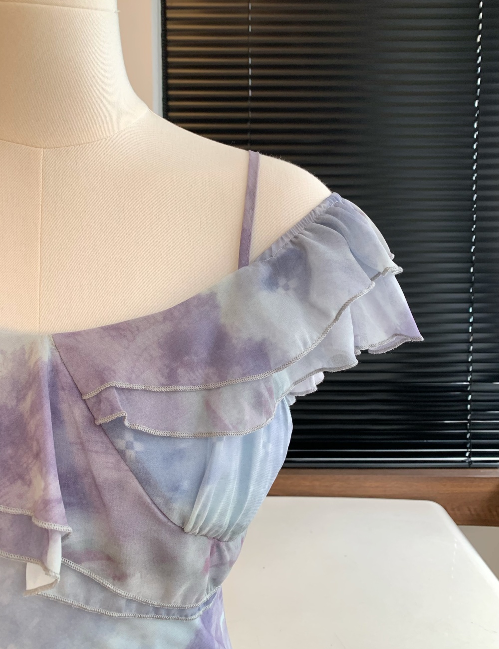 Summer floral dress flat shoulder wear strap dress for women