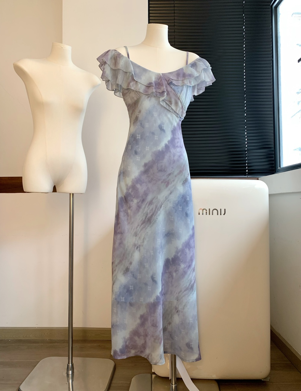 Summer floral dress flat shoulder wear strap dress for women