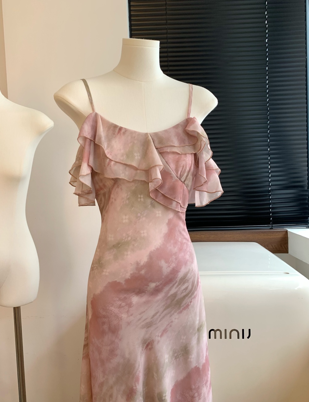 Pink summer long dress sling France style dress for women