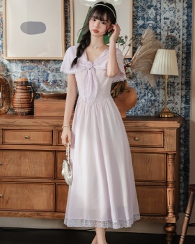 Elegant pinched waist art dress stereoscopic colors sweet shawl