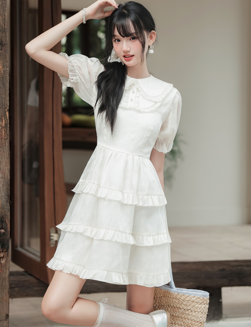 Cake Korean style sweet pearl show young dress for women