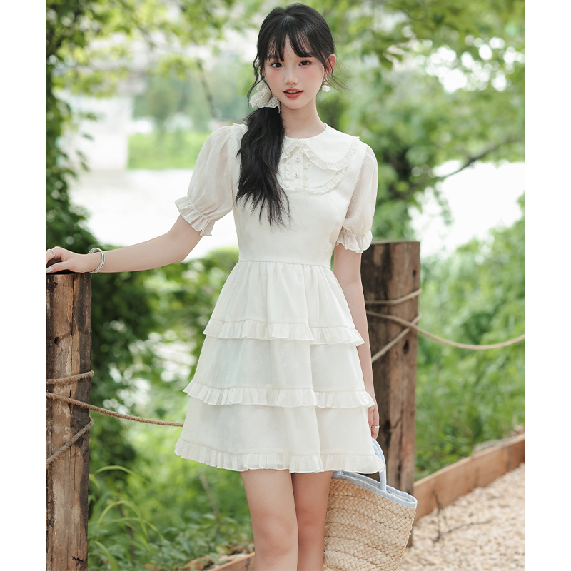 Cake Korean style sweet pearl show young dress for women