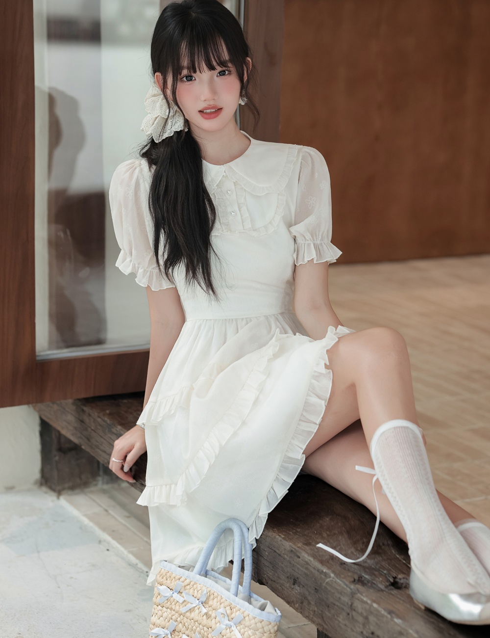 Cake Korean style sweet pearl show young dress for women