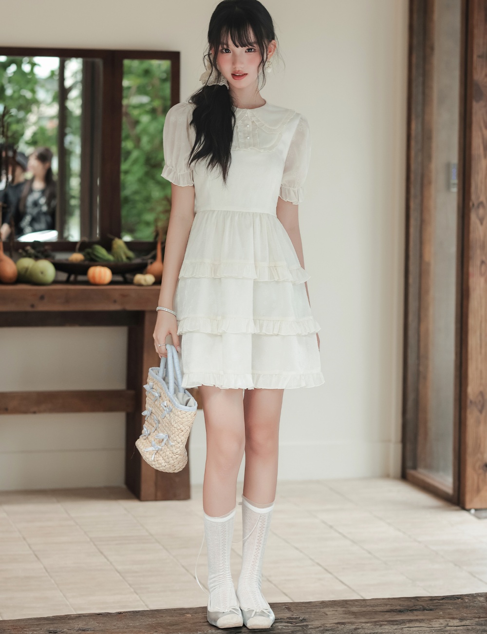 Cake Korean style sweet pearl show young dress for women
