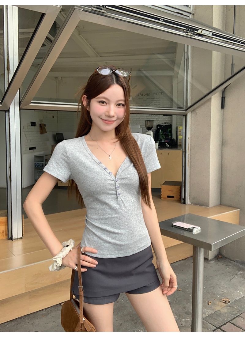 Summer slim T-shirt enticement short sleeve tops for women