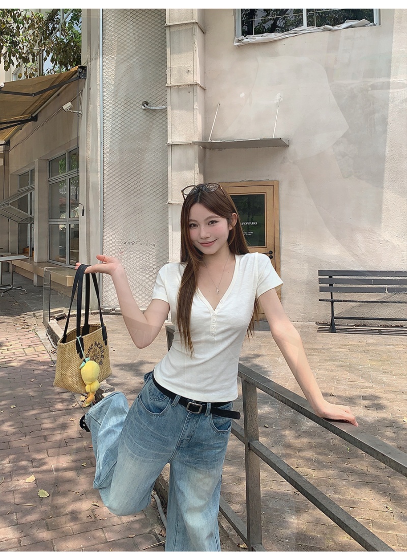 Summer slim T-shirt enticement short sleeve tops for women
