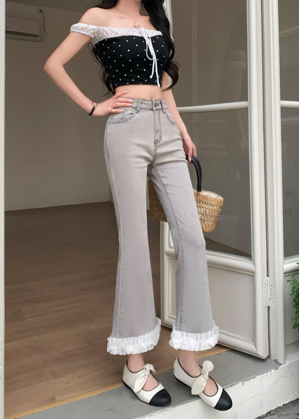 Nine tenths micro speaker jeans slim niche pants for women