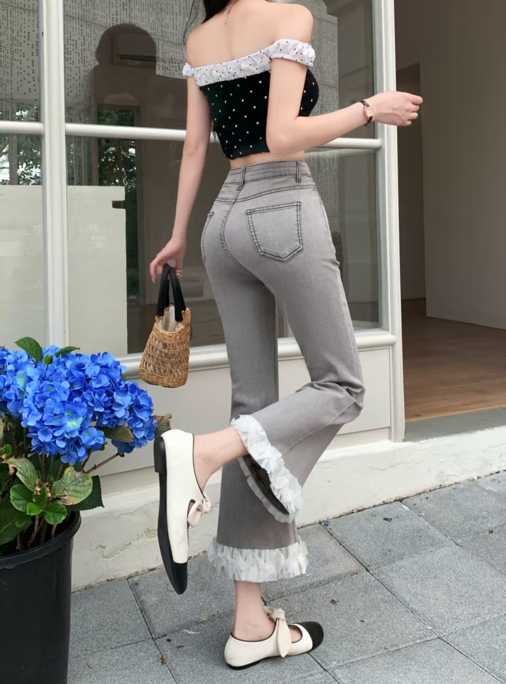 Nine tenths micro speaker jeans slim niche pants for women