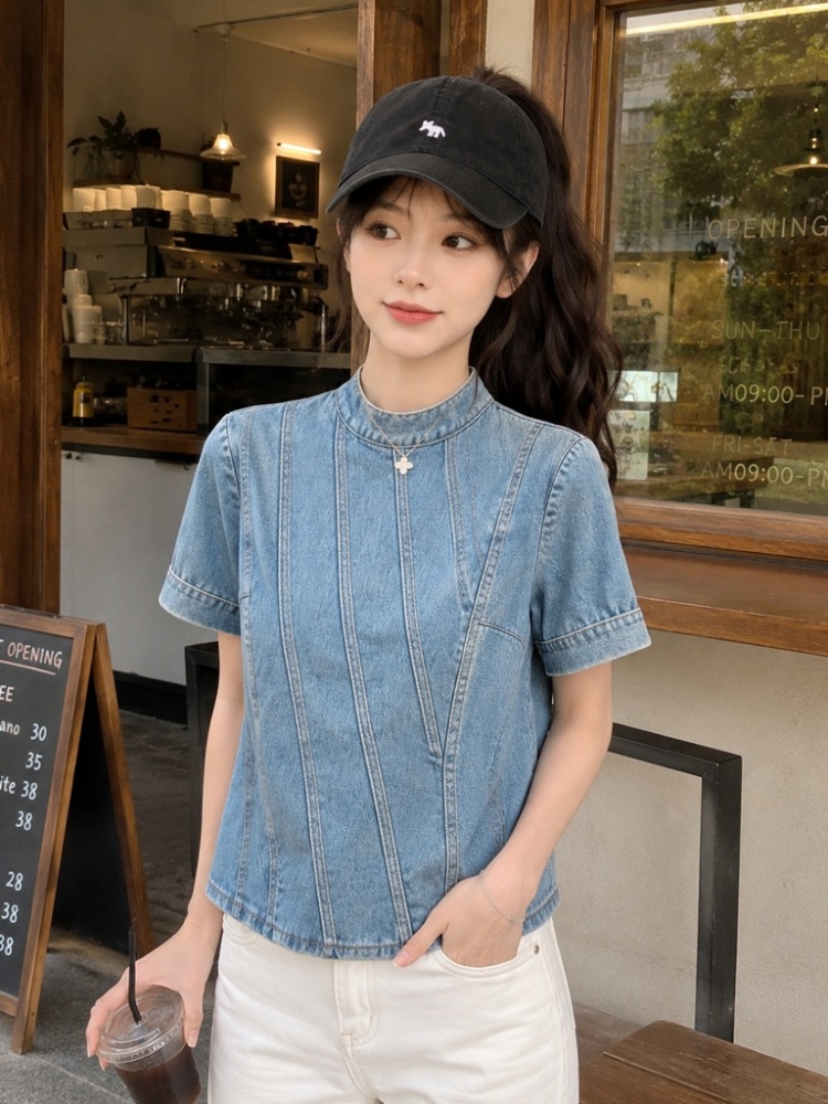 Slim simple all-match T-shirt light short sleeve commuting tops