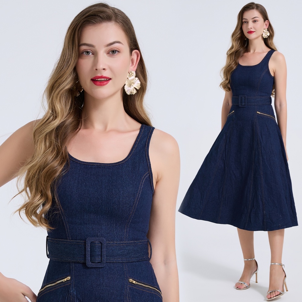 High waist sling summer vest slim sleeveless dress