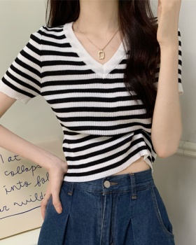 Enticement slim short sleeve summer knitted tops