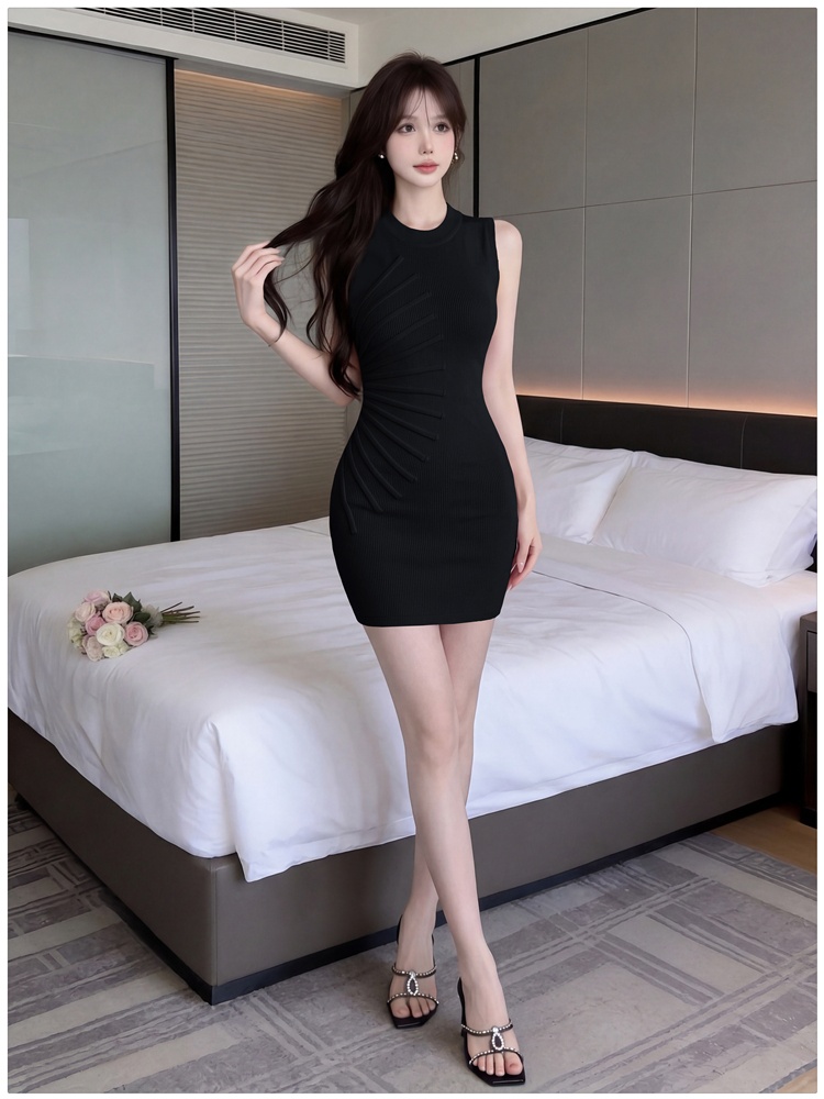 Package hip sun flower vest fold knitted T-back
