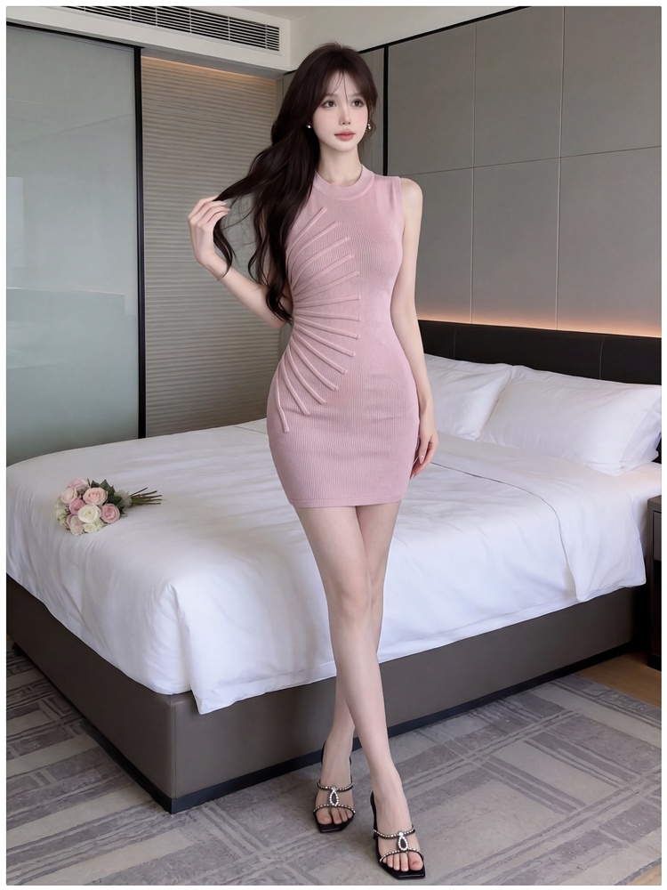 Package hip sun flower vest fold knitted T-back