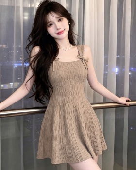 Knitted enticement T-back pinched waist sling dress