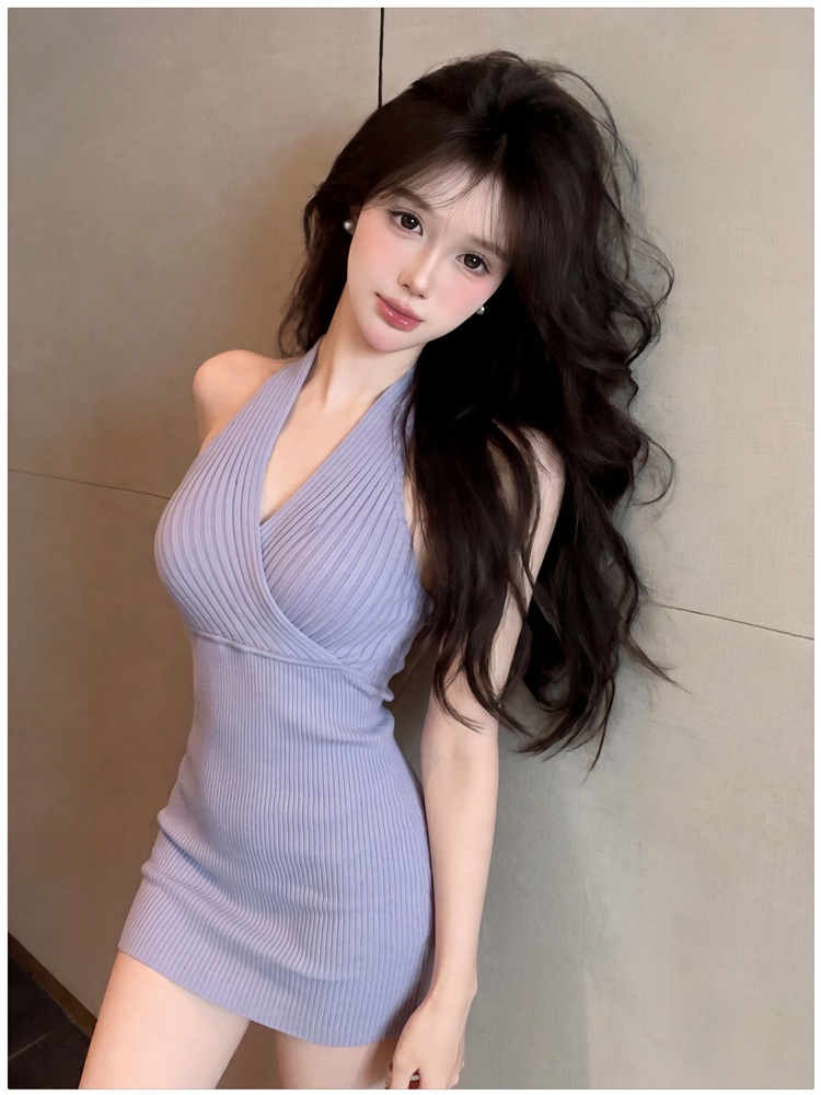 Sexy halter T-back sleeveless dress for women