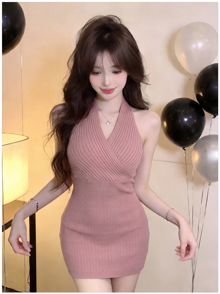 Sexy halter T-back sleeveless dress for women