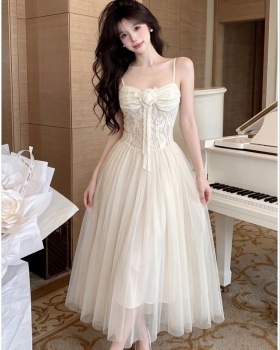Sling big skirt long dress gauze slim dress for women