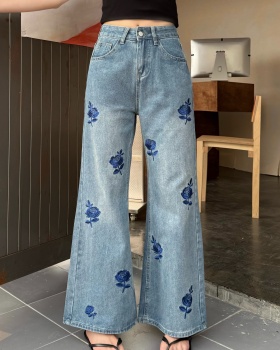 Rose high waist wide leg pants loose straight jeans for women
