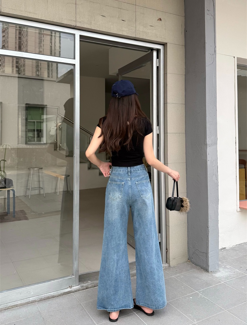 Rose high waist wide leg pants loose straight jeans for women