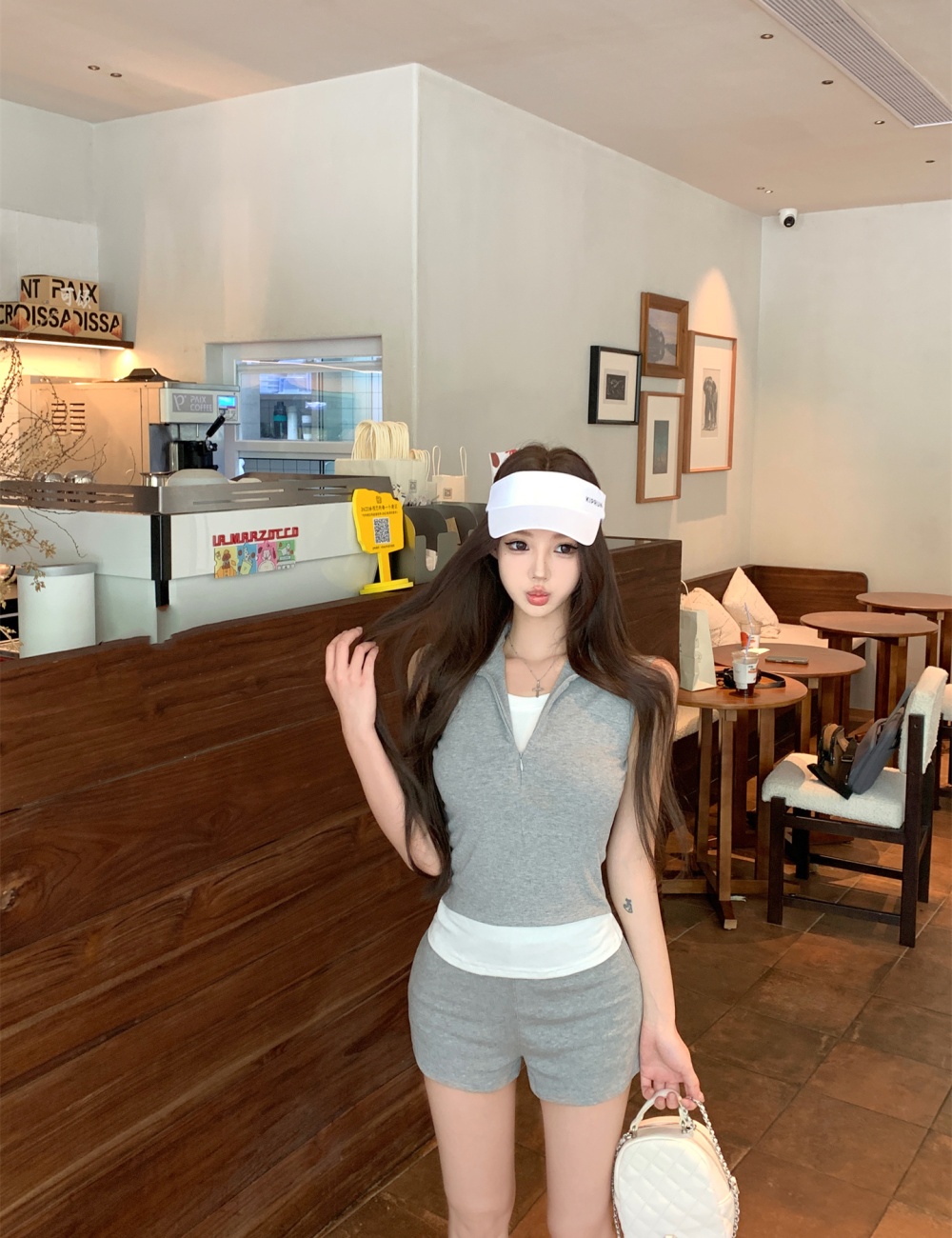 American style tops Casual shorts 2pcs set for women