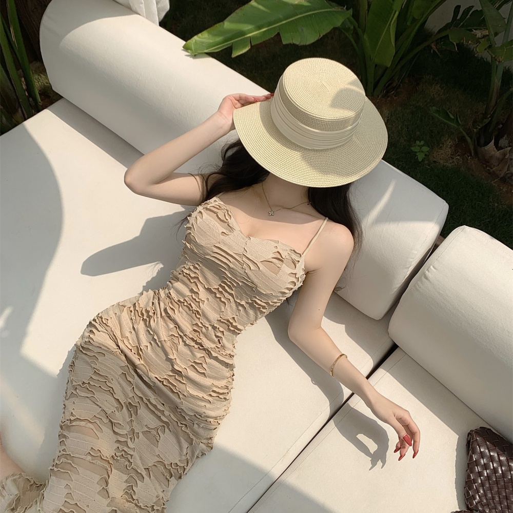 Sexy slim jumpsuit with chest pad summer long dress for women