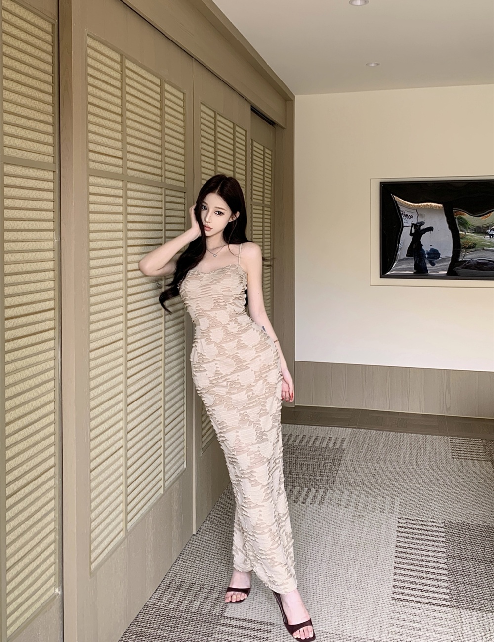 Sexy slim jumpsuit with chest pad summer long dress for women