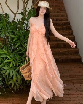 Halter bandage with chest pad vacation dress