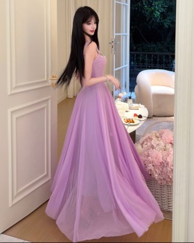 Purple lady dress summer long dress