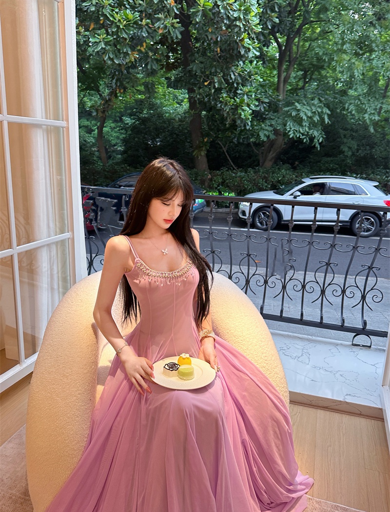 Purple lady dress summer long dress