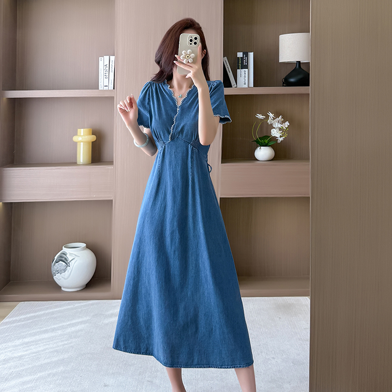 Slim high waist dress elegant long dress for women
