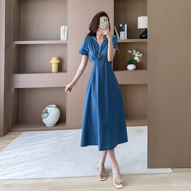 Slim high waist dress elegant long dress for women