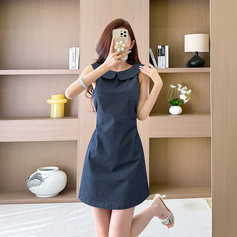 Summer romantic campus dress sleeveless sweet T-back