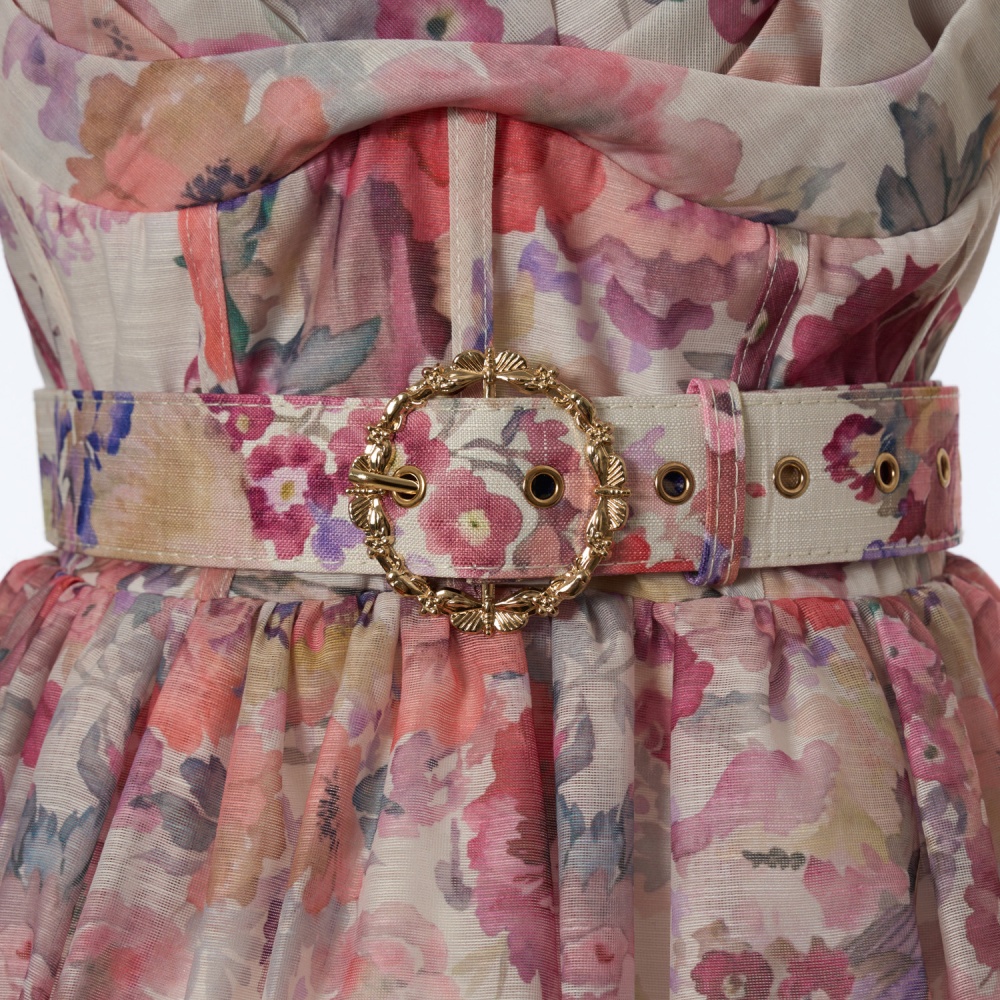 Tender short bow dress pinched waist printing belt