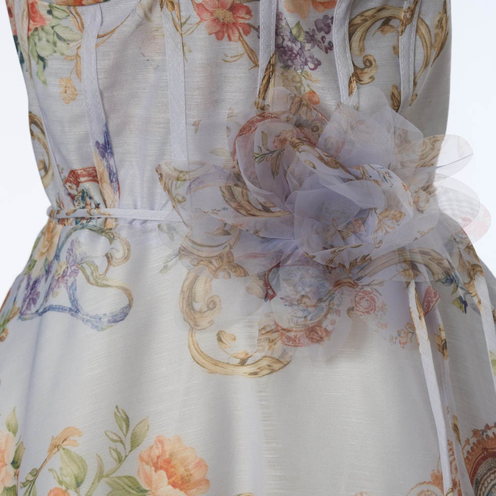 Silk linen short sling dress