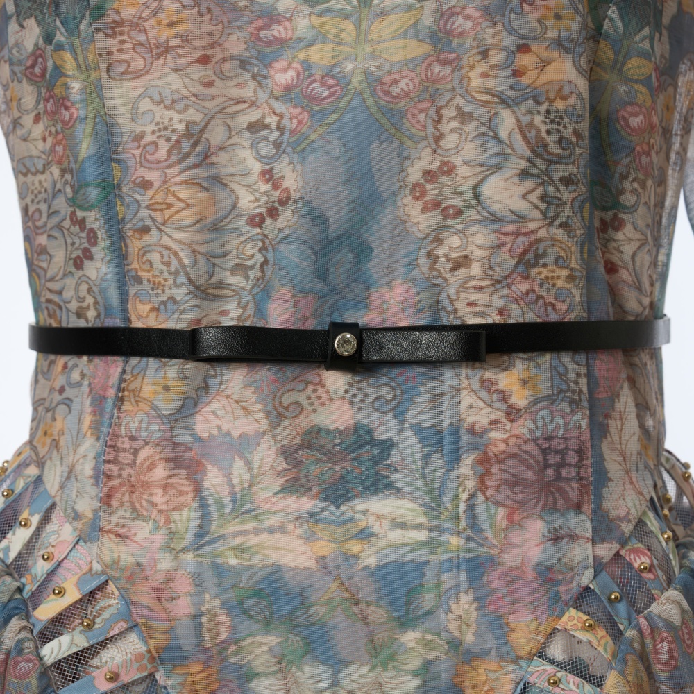 Long sleeve silk linen with belt dress