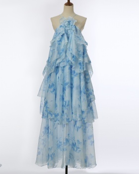 Summer seaside dress cake halter long dress for women