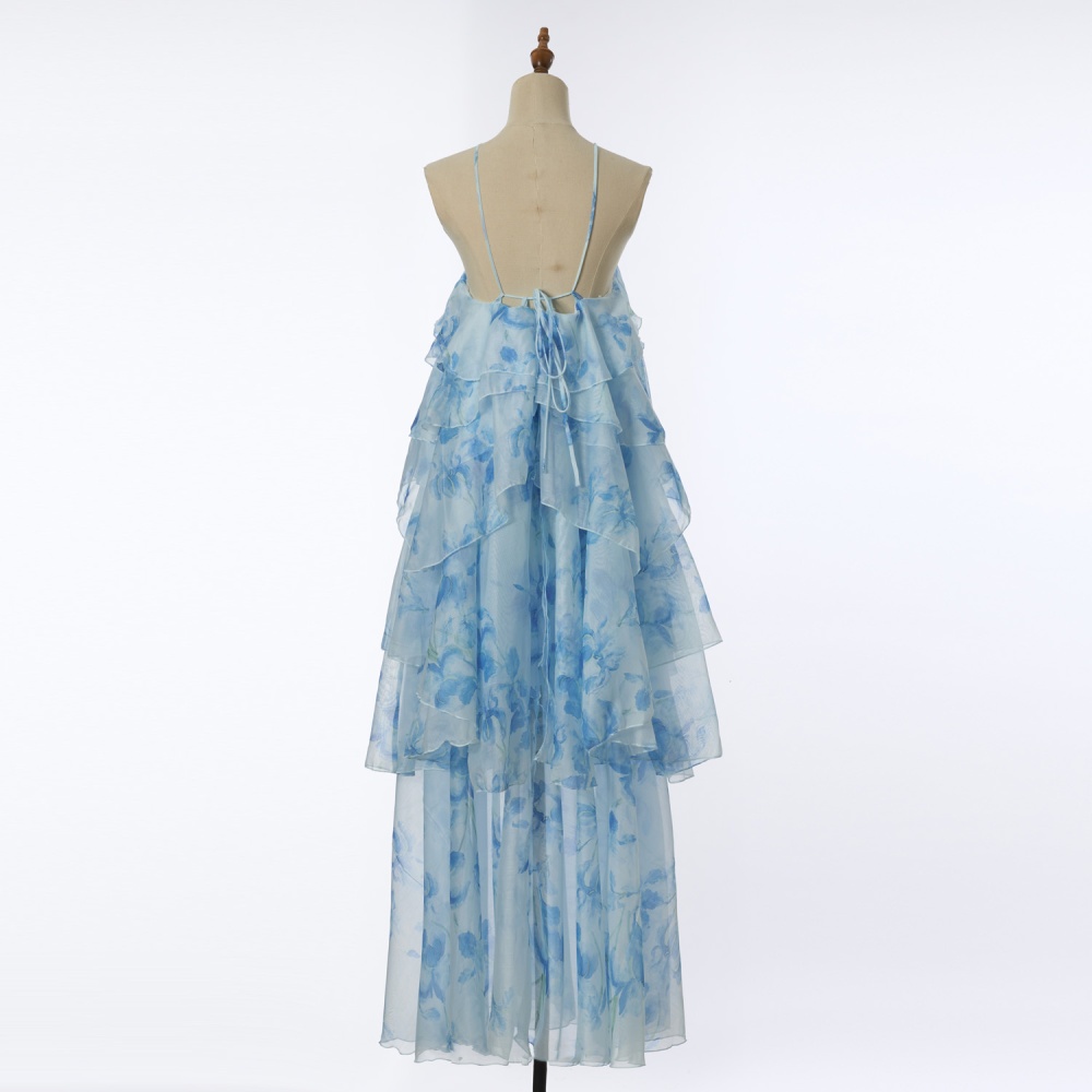 Summer seaside dress cake halter long dress for women