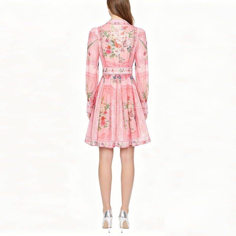 Spring and summer court style dress short printing shirt