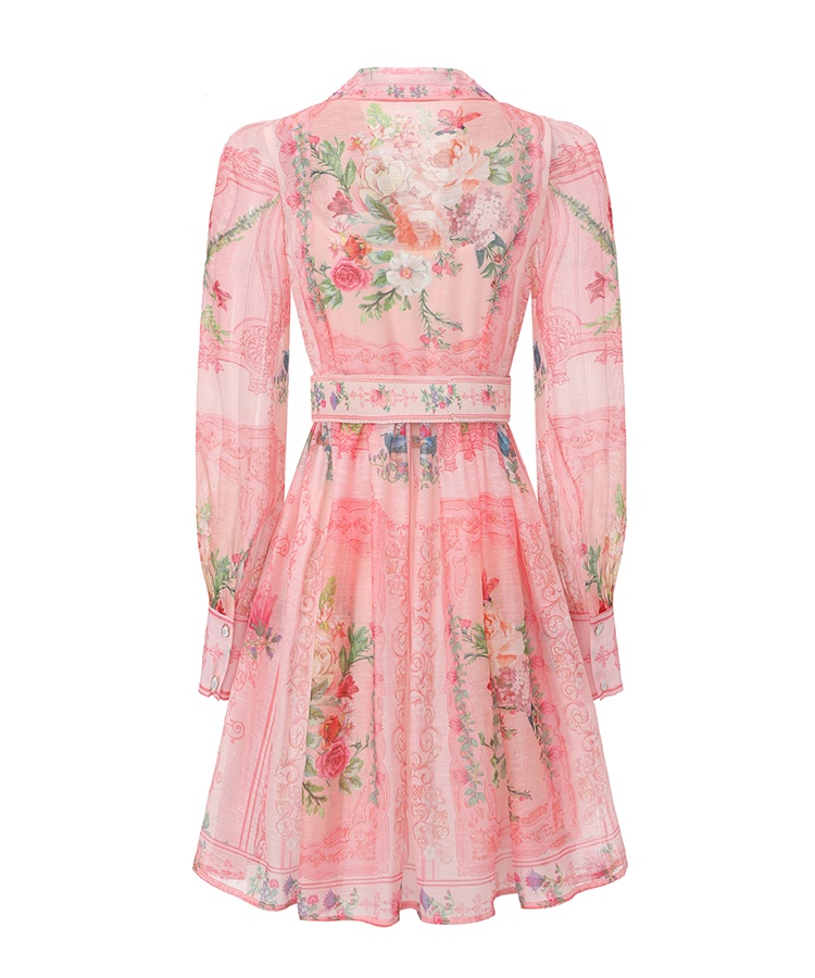 Spring and summer court style dress short printing shirt