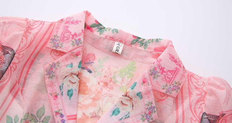 Spring and summer court style dress short printing shirt