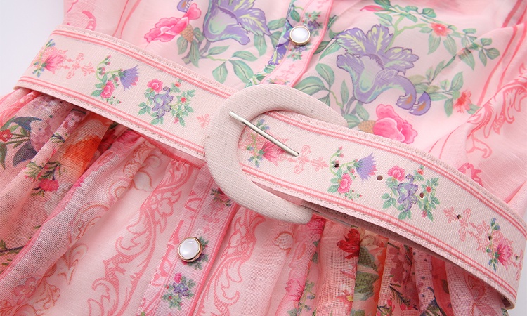 Spring and summer court style dress short printing shirt