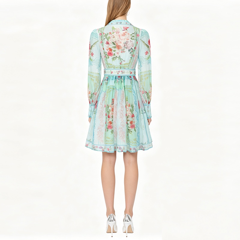 Printing retro shirt spring and summer short dress