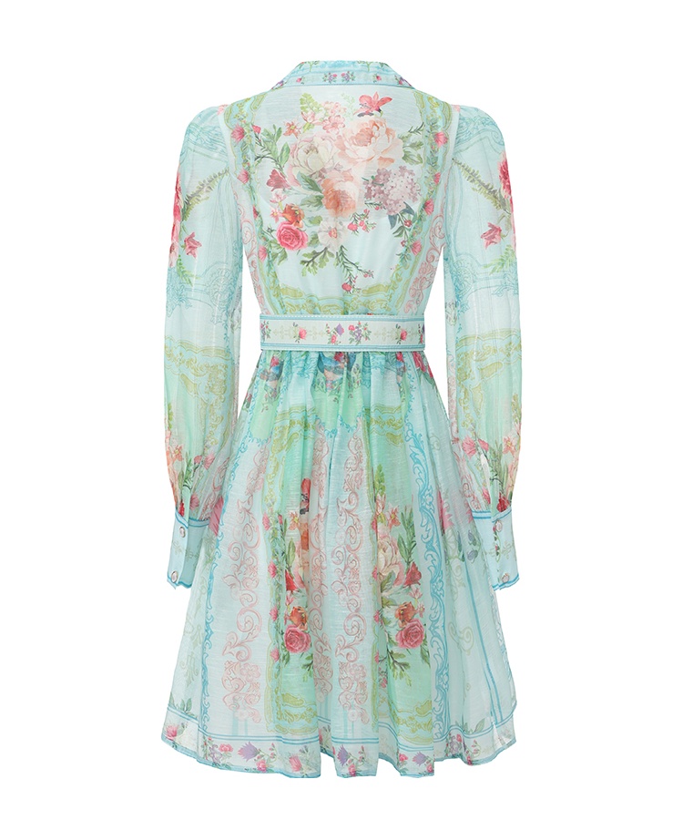 Printing retro shirt spring and summer short dress