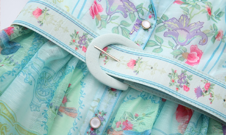 Printing retro shirt spring and summer short dress