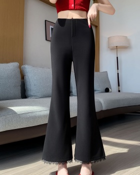 Casual elasticity pants black nine pants