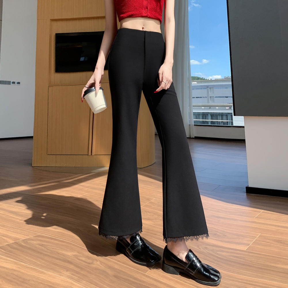 Casual elasticity pants black nine pants