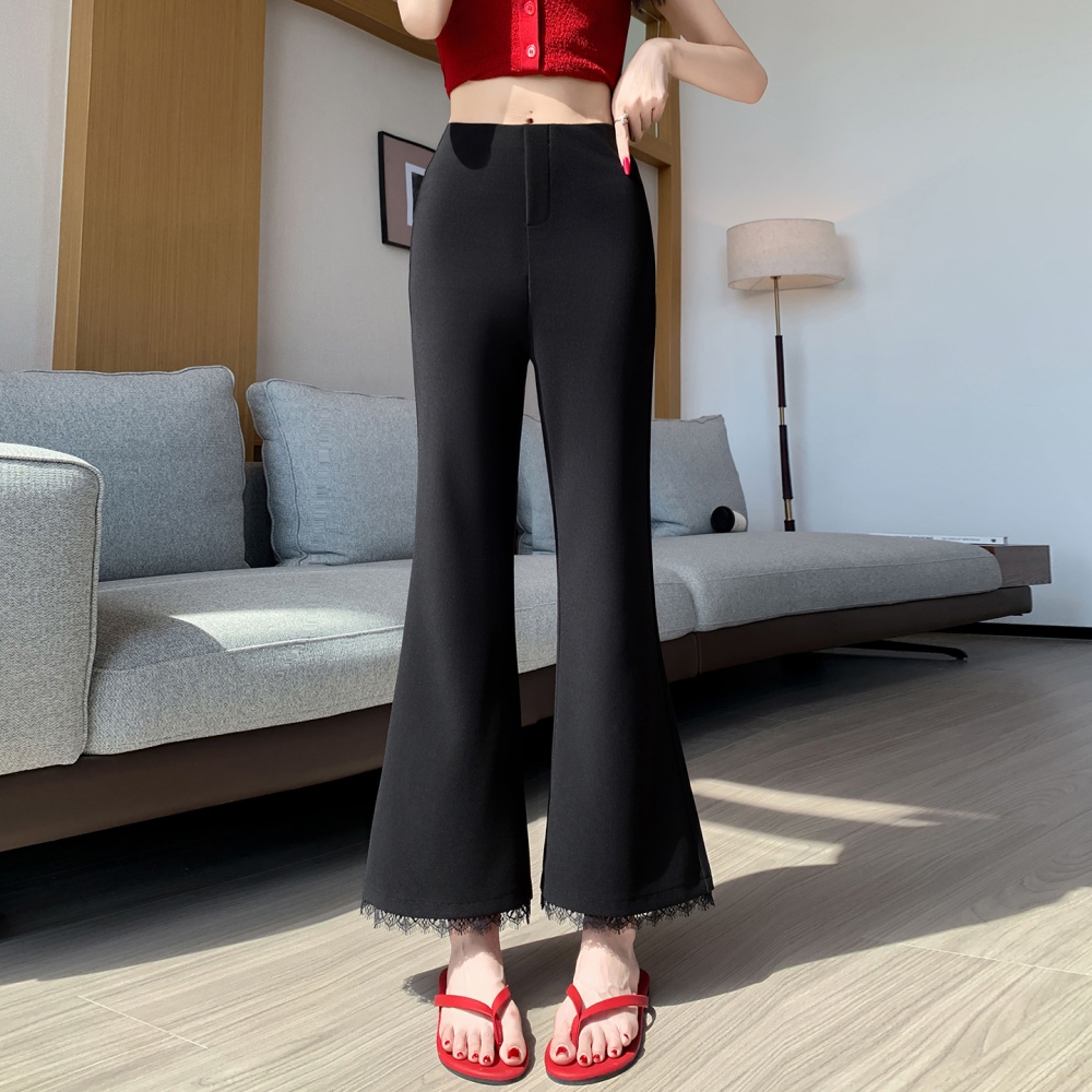 Casual elasticity pants black nine pants